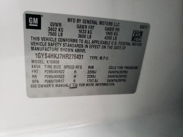 1GYS4HKJ7HR278431 - 2017 CADILLAC ESCALADE ESV LUXURY WHITE photo 12