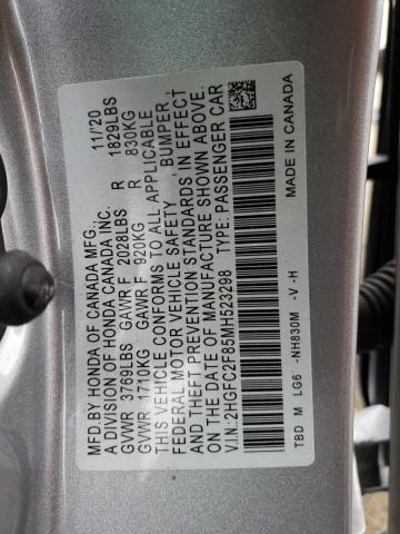 2HGFC2F85MH523298 - 2021 HONDA CIVIC SPORT 灰色 照片 12