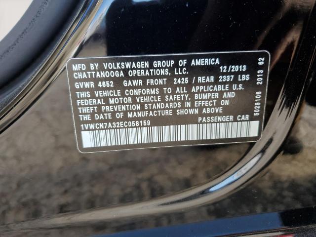 1VWCN7A32EC058159 - 2014 VOLKSWAGEN PASSAT SEL BLACK photo 12