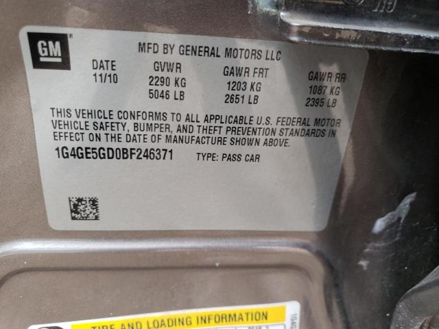 1G4GE5GD0BF246371 - 2011 BUICK LACROSSE CXS BROWN photo 12