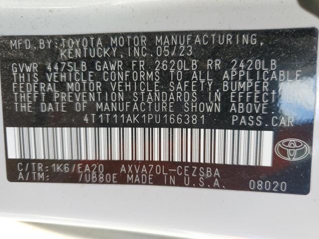 4T1T11AK1PU166381 - 2023 TOYOTA CAMRY SE NIGHT SHADE WHITE photo 12