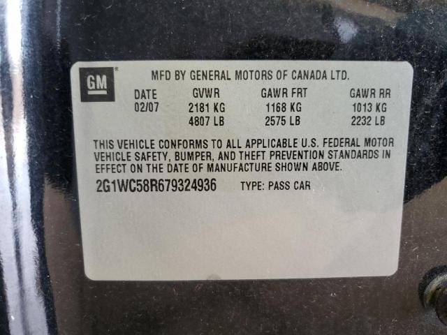 2G1WC58R679324936 - 2007 CHEVROLET IMPALA LT BLACK photo 12