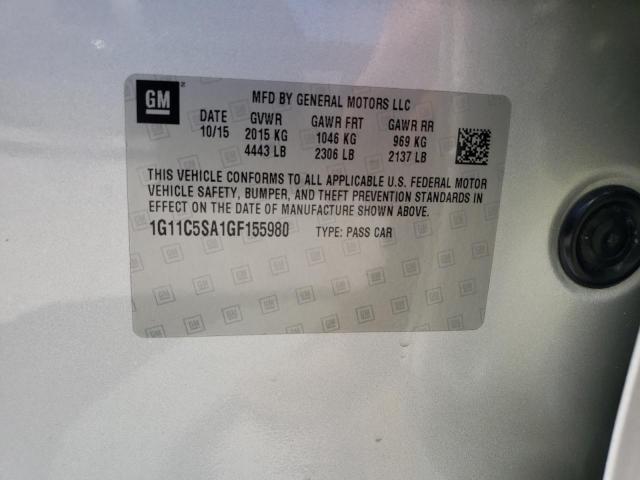 1G11C5SA1GF155980 - 2016 CHEVROLET MALIBU LIM LT 银色 照片 12