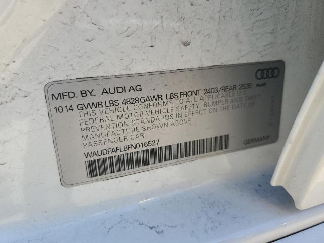 WAUDFAFL8FN016527 - 2015 AUDI A4 PREMIUM WHITE photo 12