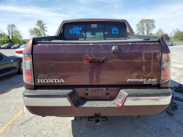 2HJYK16568H507896 - 2008 HONDA RIDGELINE RTL BURGUNDY photo 6