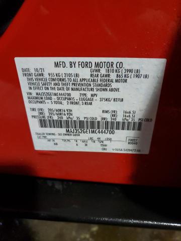 MAJ3S2GE1MC444700 - 2021 FORD ECOSPORT SE Կարմիր լուսանկար 14