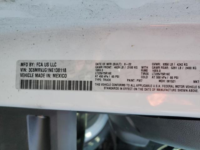 3C6MRVJG1NE138118 - 2022 RAM PROMASTER 3500 HIGH 白色 照片 14