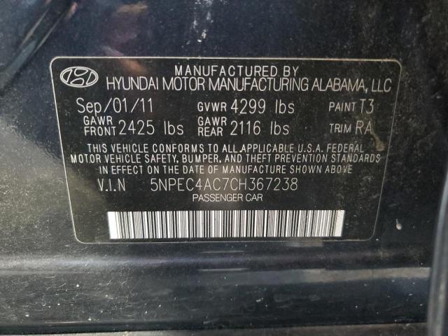 5NPEC4AC7CH367238 - 2012 HYUNDAI SONATA SE CHARCOAL photo 12