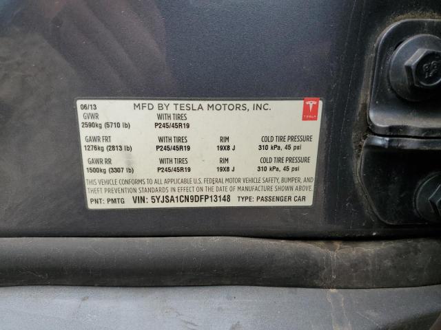 5YJSA1CN9DFP13148 - 2013 TESLA MODEL S GRAY photo 12