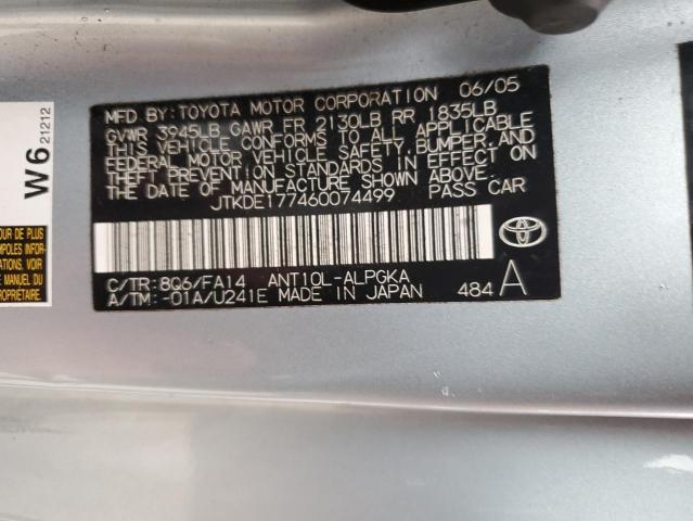 JTKDE177460074499 - 2006 TOYOTA SCION TC 银色 照片 12