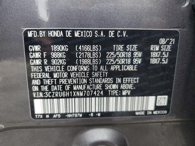 3CZRU6H1XNM707424 - 2022 HONDA HR-V SPORT GRAY photo 13