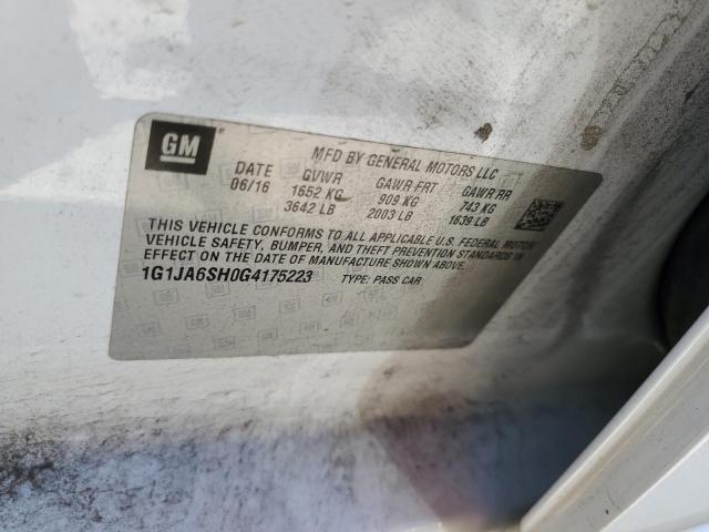 1G1JA6SH0G4175223 - 2016 CHEVROLET SONIC LS 白色 照片 12