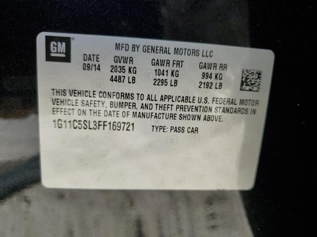 1G11C5SL3FF169721 - 2015 CHEVROLET MALIBU 1LT BLACK photo 13