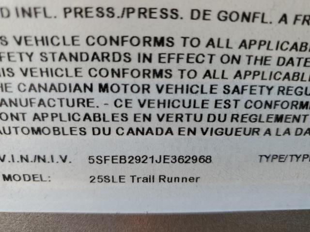 5SFEB2921JE362968 - 2018 HEARTLAND TRAILRUNNR GRAY photo 10