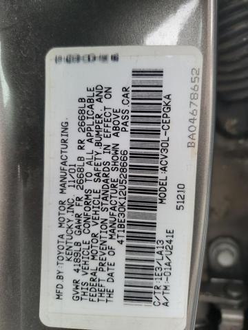 4T1BE30K12U528666 - 2002 TOYOTA CAMRY LE GRAY photo 12