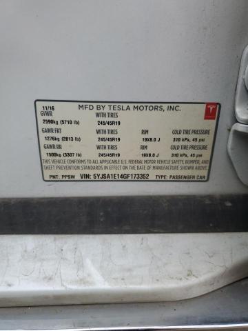 5YJSA1E14GF173352 - 2016 TESLA MODEL S Սպիտակ լուսանկար 12