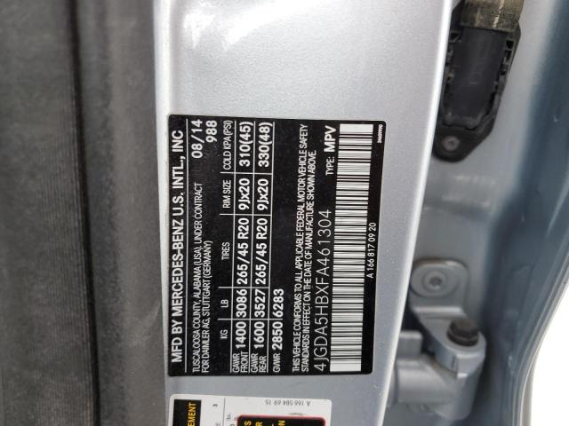 4JGDA5HBXFA461304 - 2015 MERCEDES-BENZ ML 350 4MATIC BLUE photo 12