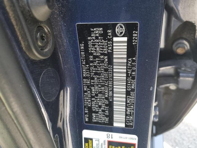 4T1BK1EB9EU103352 - 2014 TOYOTA AVALON BASE 蓝色 照片 12