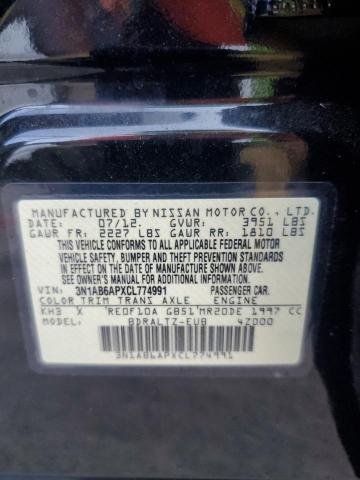 3N1AB6APXCL774991 - 2012 NISSAN SENTRA 2.0 BLACK photo 13