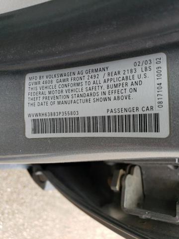 WVWRH63B83P355803 - 2003 VOLKSWAGEN PASSAT GLX GRAY photo 13