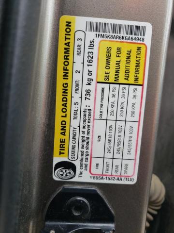 1FM5K8AR6KGA64948 - 2019 FORD EXPLORER POLICE INTERCEPTOR TAN photo 13