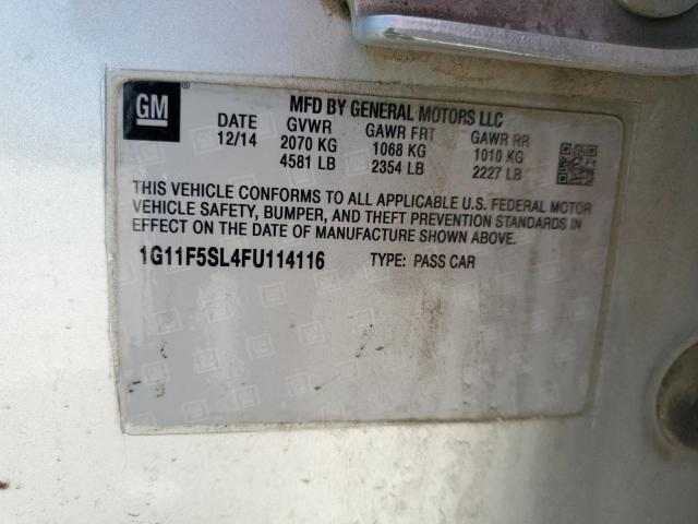 1G11F5SL4FU114116 - 2015 CHEVROLET MALIBU LTZ ვერცხლისფერი ფოტო 12