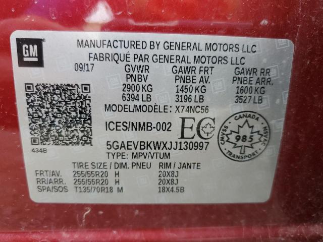 5GAEVBKWXJJ130997 - 2018 BUICK ENCLAVE PREMIUM RED photo 14