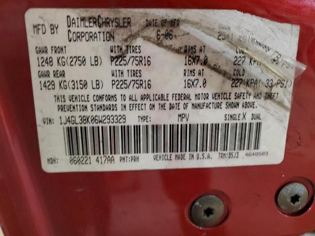 1J4GL38K06W293329 - 2006 JEEP LIBERTY RENEGADE 红色 照片 13