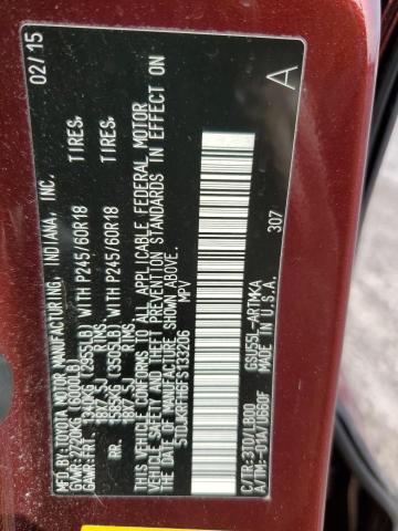 5TDJKRFH6FS133206 - 2015 TOYOTA HIGHLANDER XLE MAROON photo 13