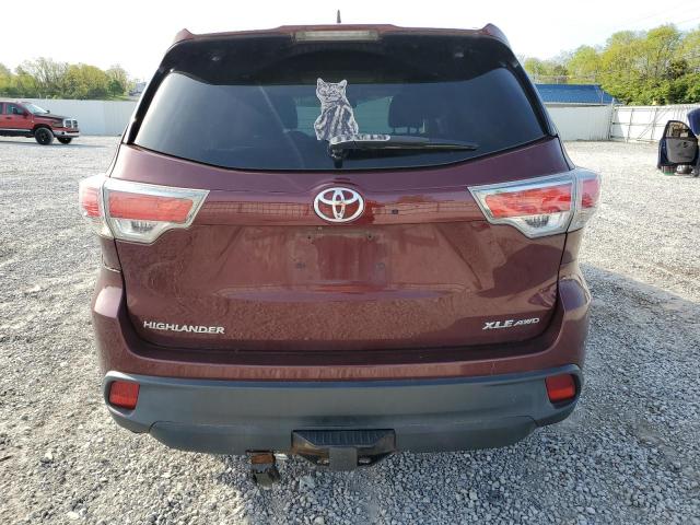 5TDJKRFH6FS133206 - 2015 TOYOTA HIGHLANDER XLE MAROON photo 6