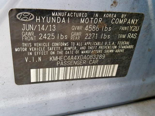 KMHEC4A4XDA083289 - 2013 HYUNDAI SONATA HYBRID  photo 10