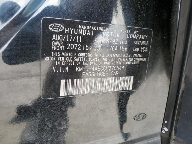 KMHDH4AE0CU270544 - 2012 HYUNDAI ELANTRA GLS BLACK photo 12