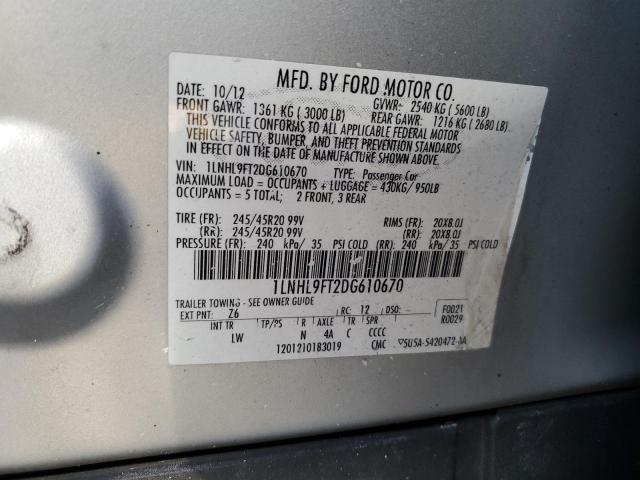 1LNHL9FT2DG610670 - 2013 LINCOLN MKS SILVER photo 12