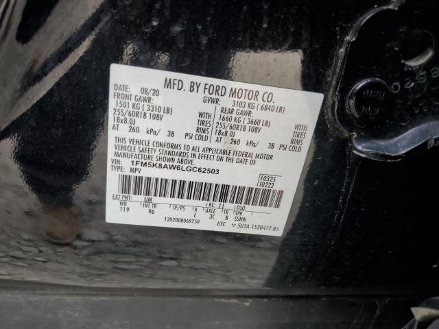 1FM5K8AW6LGC62503 - 2020 FORD EXPLORER POLICE INTERCEPTOR 黑色 照片 13