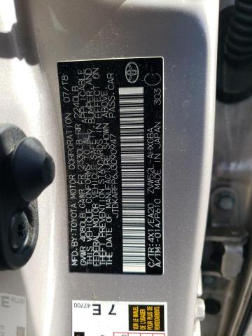 JTDKARFP6J3090947 - 2018 TOYOTA PRIUS PRIM SILVER photo 12