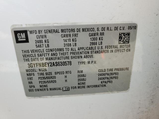 3GYFNBEY2AS630578 - 2010 CADILLAC SRX PERFORMANCE COLLECTION Ақ фото 12