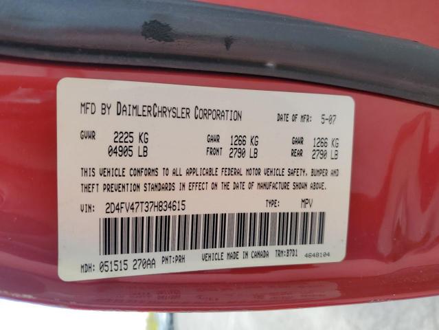 2D4FV47T37H834615 - 2007 DODGE MAGNUM SE RED photo 12