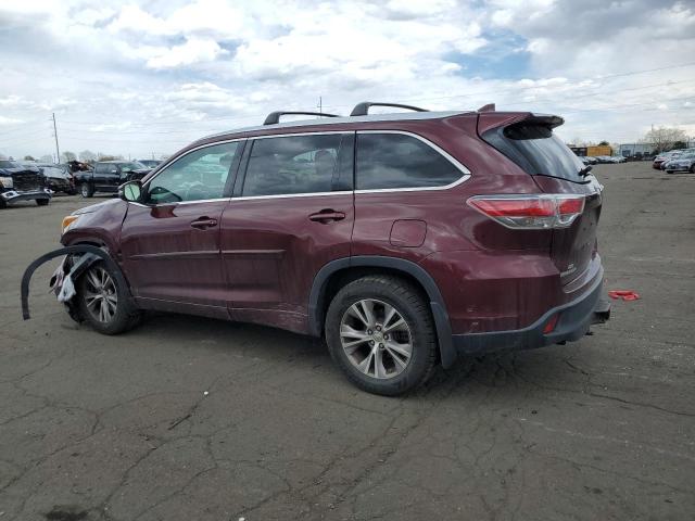 5TDJKRFH3FS150108 - 2015 TOYOTA HIGHLANDER XLE BURGUNDY photo 2