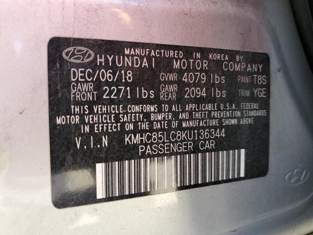 KMHC85LC8KU136344 - 2019 HYUNDAI IONIQ LIMITED SILVER photo 13