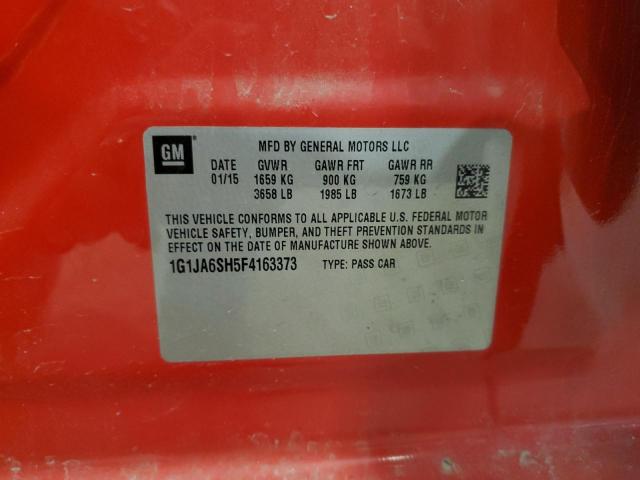 1G1JA6SH5F4163373 - 2015 CHEVROLET SONIC LS 红色 照片 13
