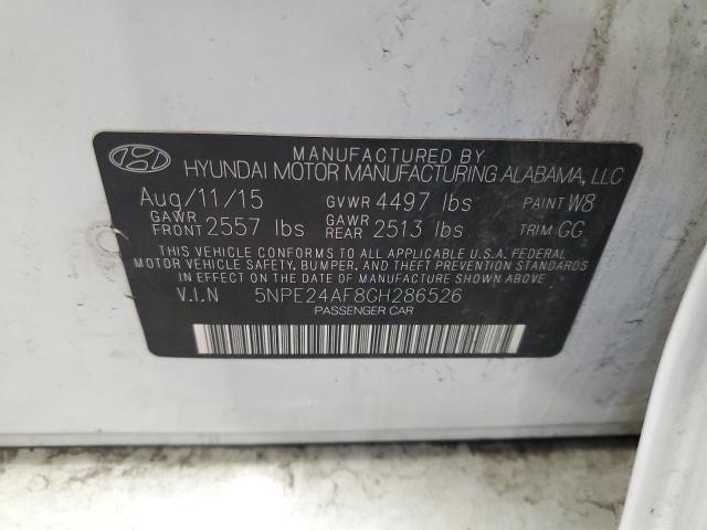 5NPE24AF8GH286526 - 2016 HYUNDAI SONATA SE WHITE photo 12