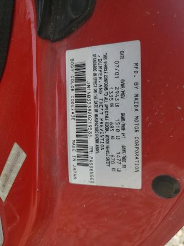 JM1NB353820219585 - 2002 MAZDA MX-5 MIATA BASE RED photo 12
