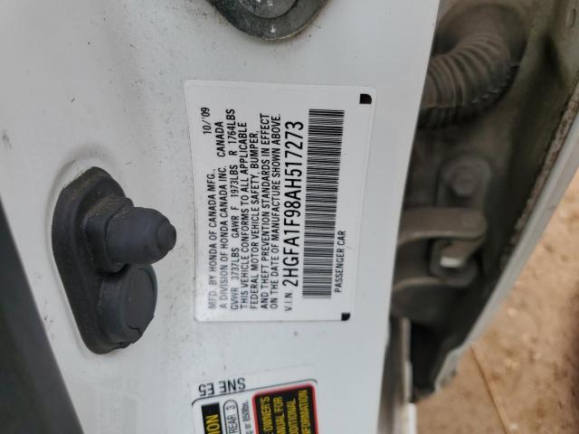 2HGFA1F98AH517273 - 2010 HONDA CIVIC EXL თეთრი ფოტო 13