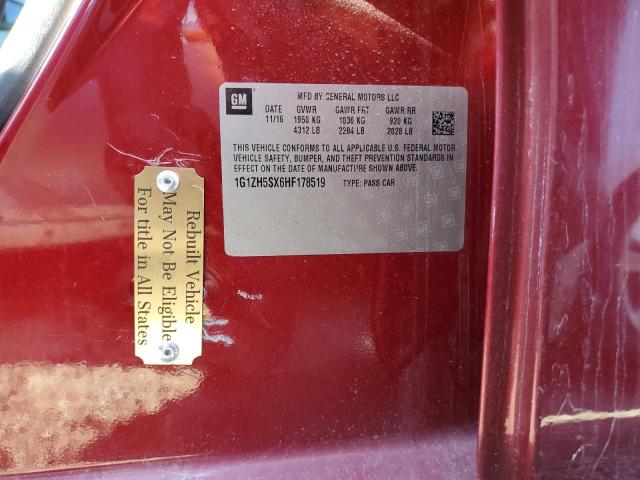 1G1ZH5SX6HF178519 - 2017 CHEVROLET MALIBU PREMIER ბურგუნდია ფოტო 12