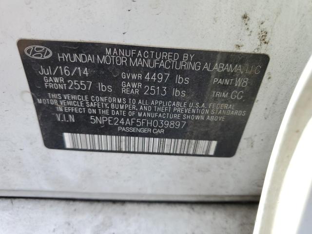 5NPE24AF5FH039897 - 2015 HYUNDAI SONATA SE WHITE photo 12