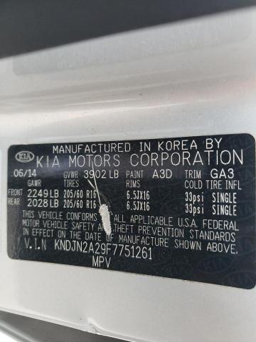 KNDJN2A29F7751261 - 2015 KIA SOUL SILVER photo 12