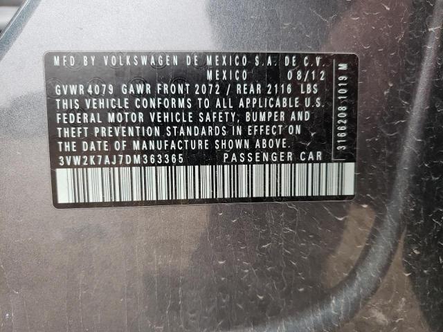 3VW2K7AJ7DM363365 - 2013 VOLKSWAGEN JETTA BASE Boz foto 12