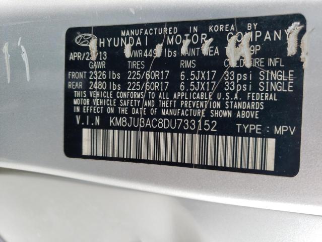 KM8JU3AC8DU733152 - 2013 HYUNDAI TUCSON GLS SILVER photo 13