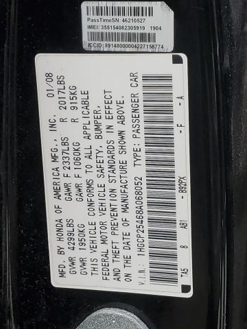 1HGCP25468A068052 - 2008 HONDA ACCORD LXP BLACK photo 12