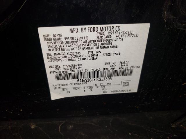 MAJ6S3GLXLC357605 - 2020 FORD ECOSPORT SE Noir photo 13